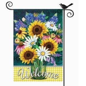 NEW DOUBLE SIDED WELCOME FLORAL BOUQUET 12" X 18" GARDEN FLAG PORCH HOME DECOR